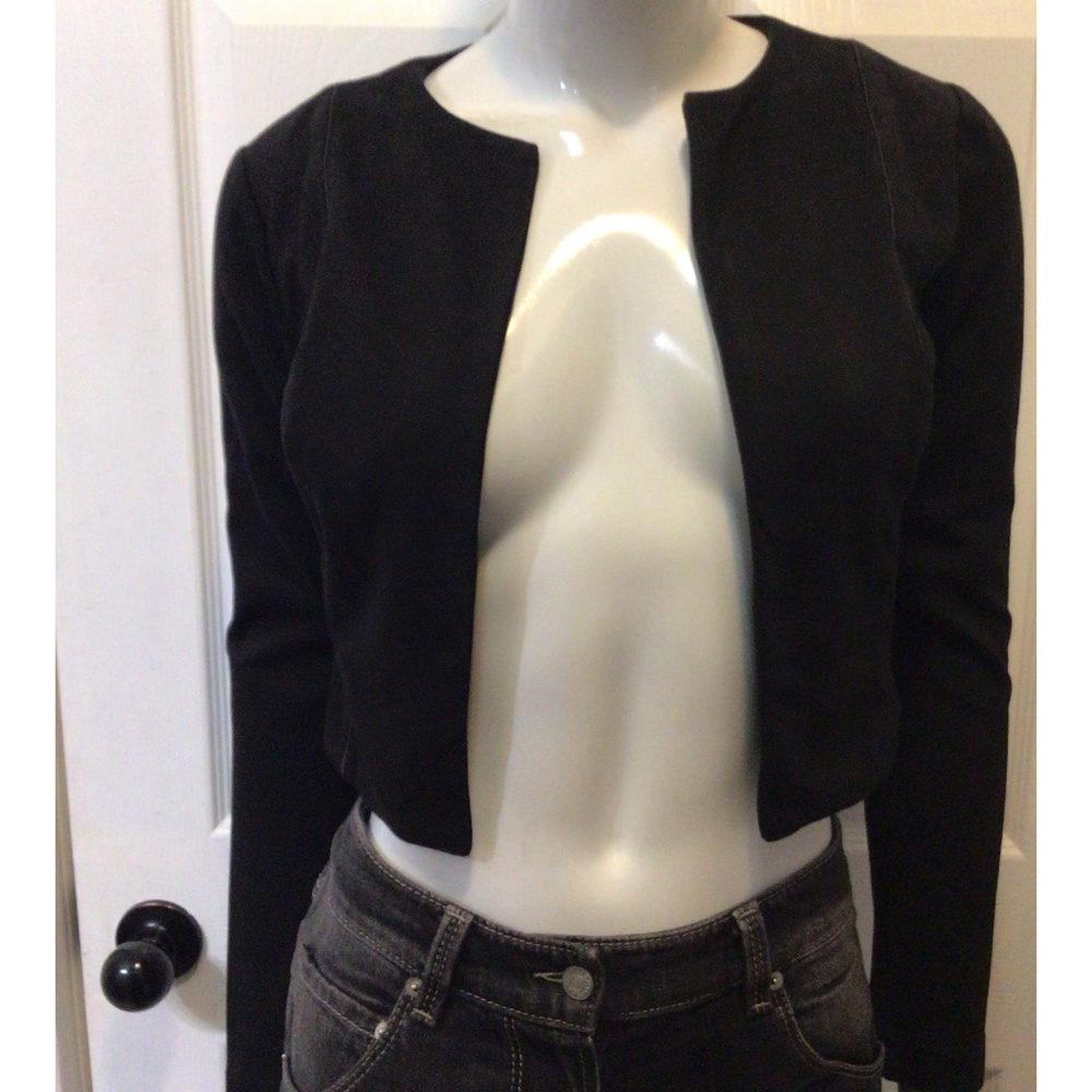 T by Alexander Wang black Open Front Crop Jacket / Blazer Small
